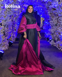 Black & Fushia Dress with Sleeves