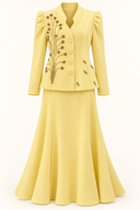 Yellow skirt set with stones