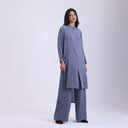 Yesim Ozcan Slate Blue Cupro Set – Long Blouse and Wide Pants